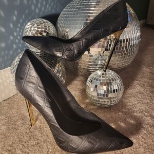 Rachel Zoe Via Croc Pump & Gold Heel